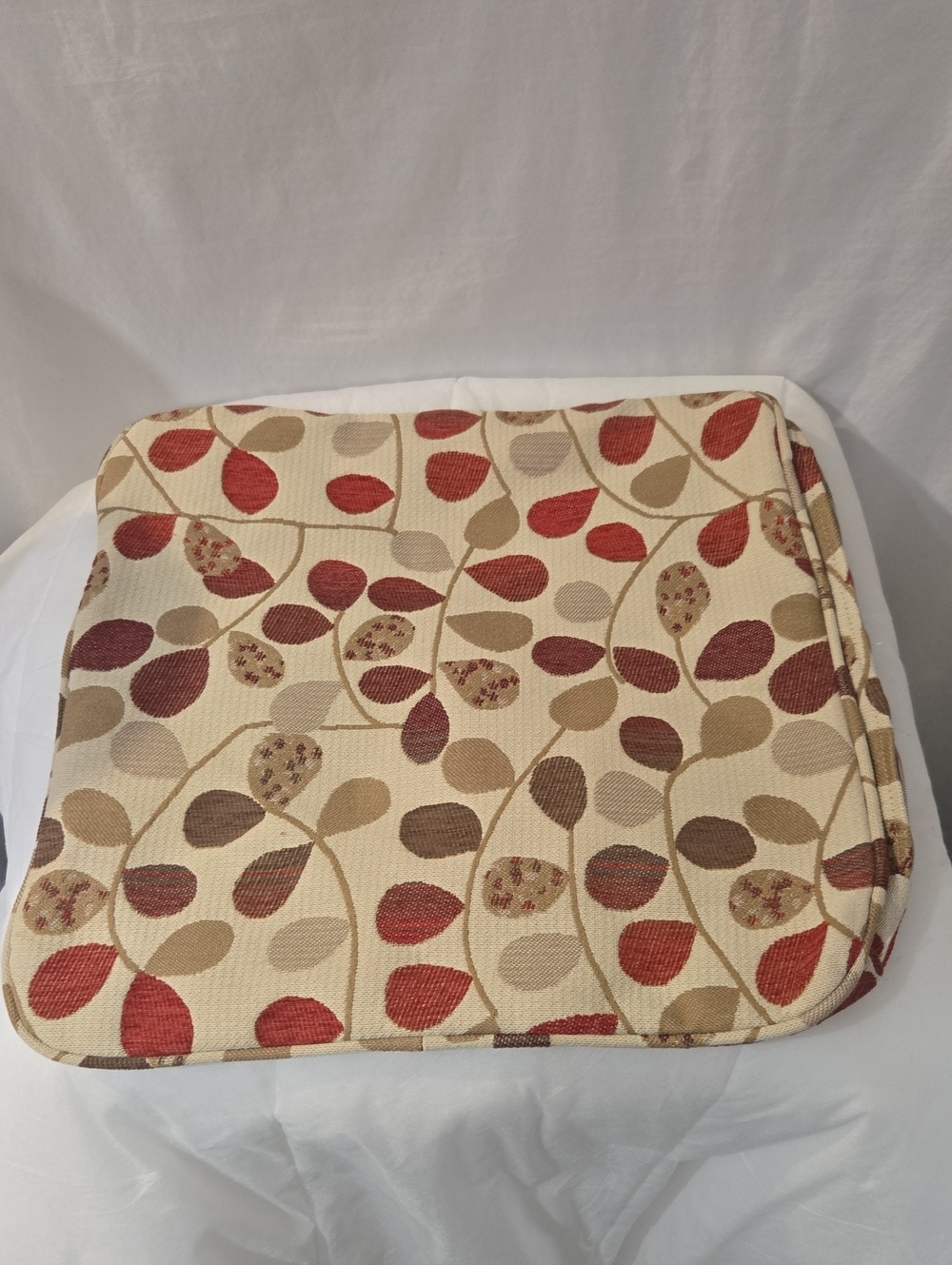 Leaf Pattern Seat Cushion - Cream, Red, Tan, Brown 2 In The Set